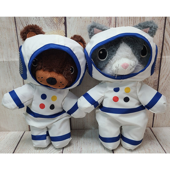 IKEA Other - Ikea Aftonsparv Plush Bear and Cat Astronaut Stuffed Animal Toys White Blue 11"